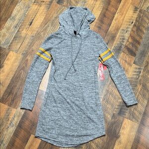 Hot Kiss Gray Hoodie with Mustard Accents